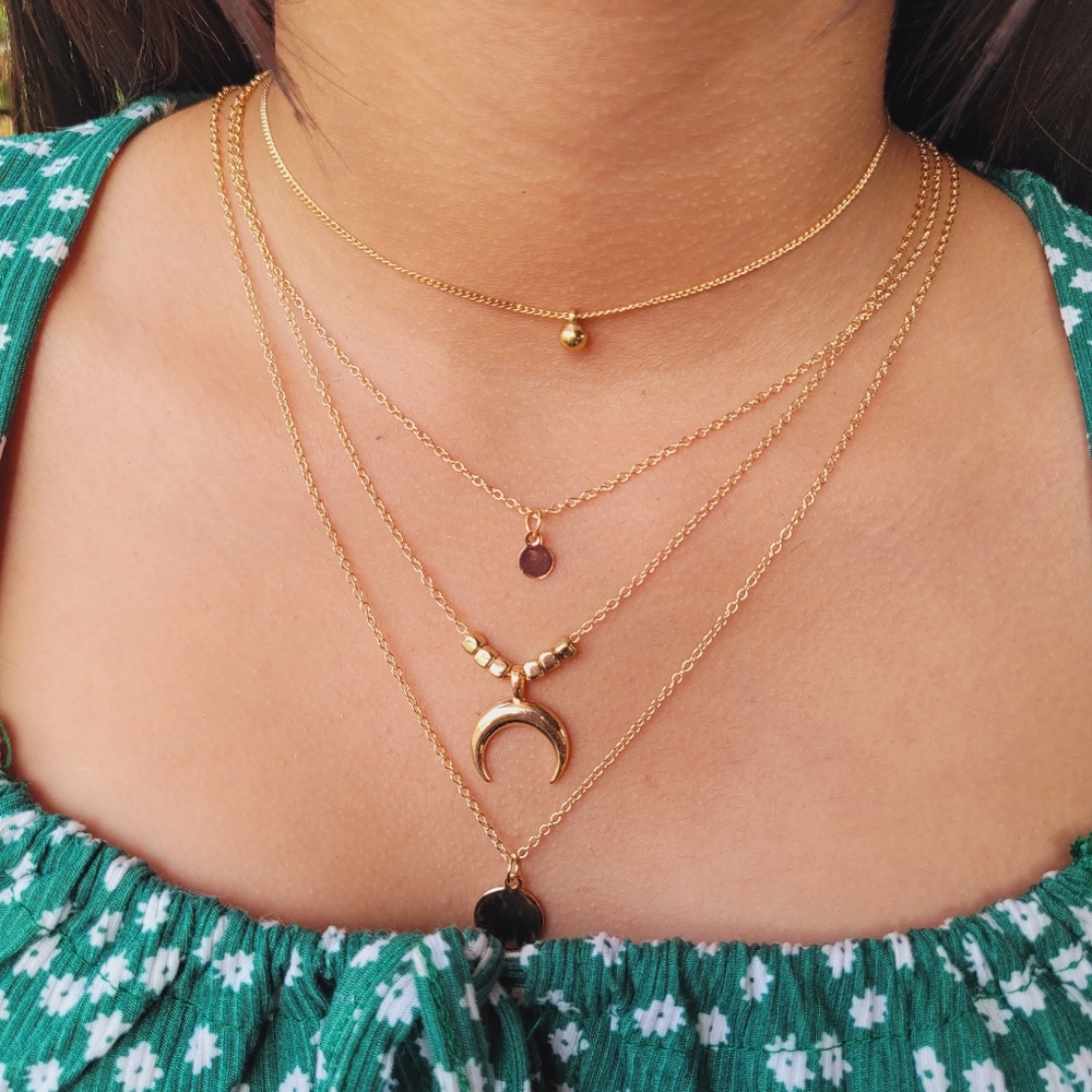 Upside down moon layered necklace